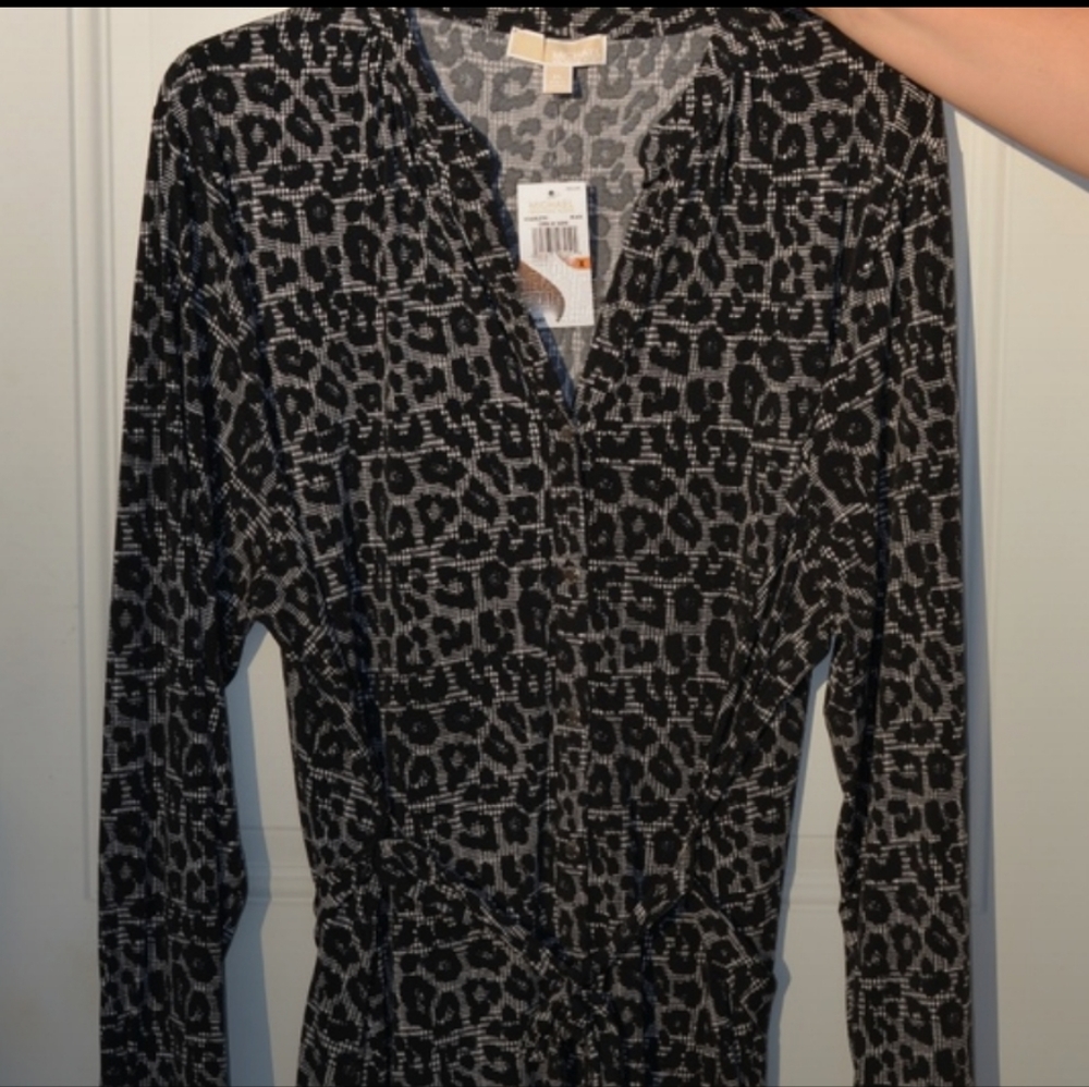 NWT Michael Kors Dress 3X Black Animal Print